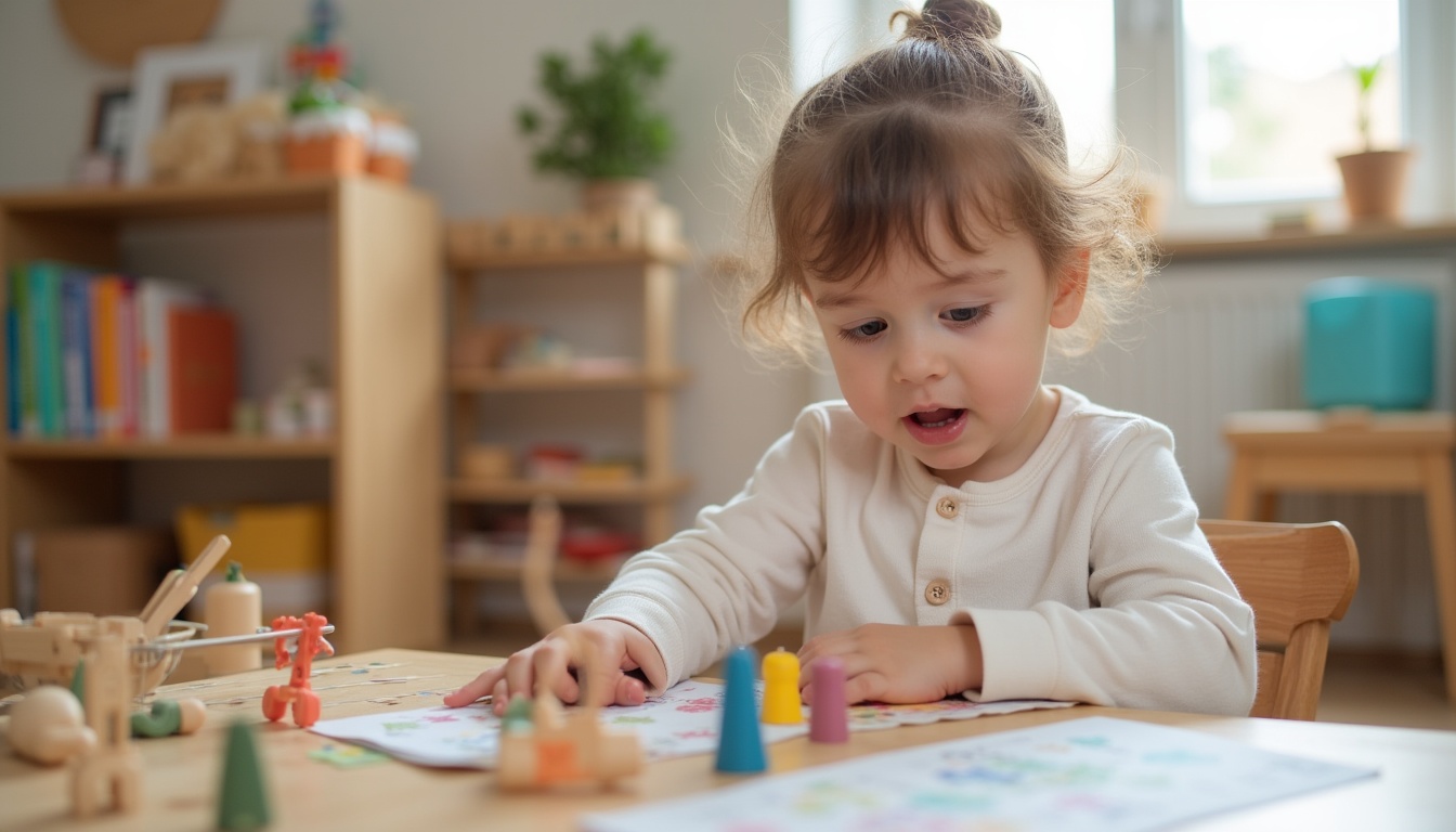 Copii fericiți descoperind materiale Montessori într-o grădiniță din Cluj
